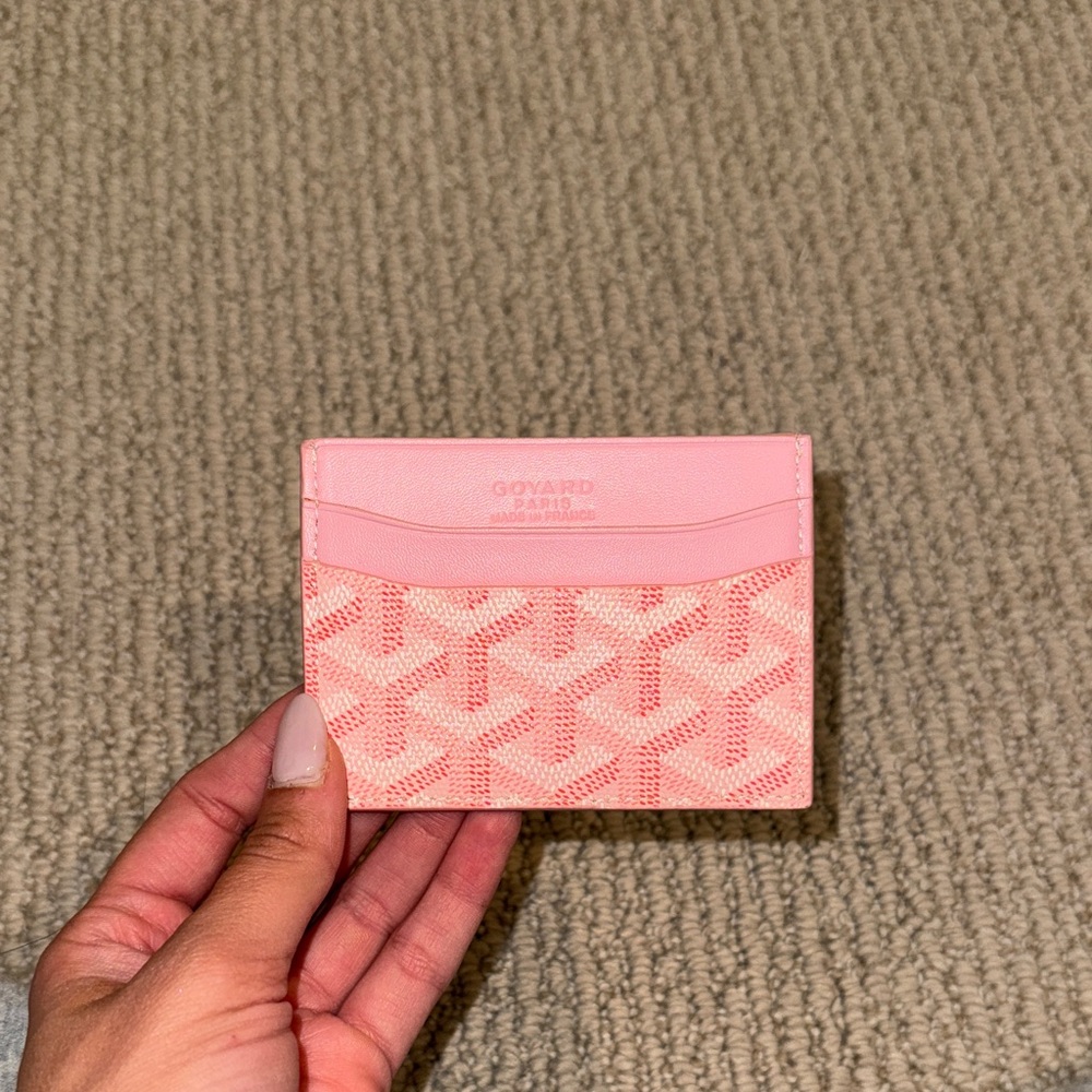 Faux Goyard Pink and Cream Card Holder